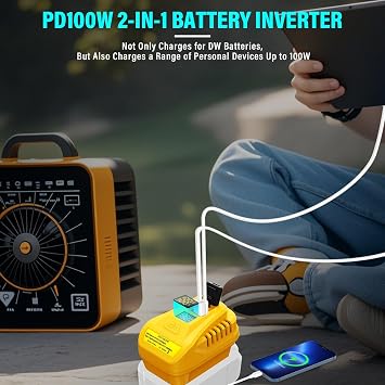 PD100W USB Battery Adapter for Dewalt 20V/60V, with USB Port &Type-C Port for Electronic Device(Tool Only)
