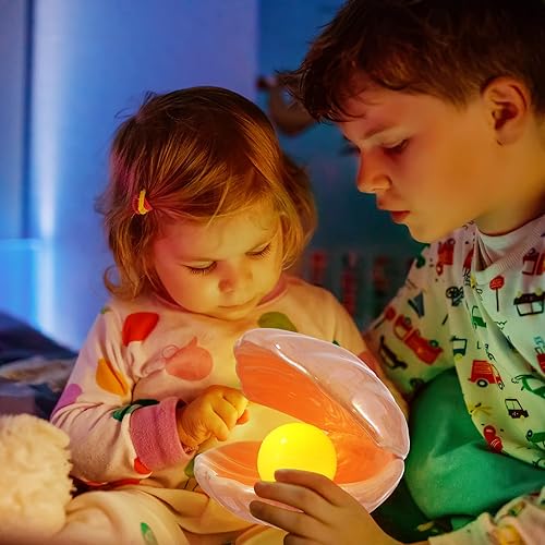 Miniatura 3 de DECHOUS Luz de concha de perla, luz nocturna LED rosa, decoración de habitación, 6.3 x 5.3 pulgadas