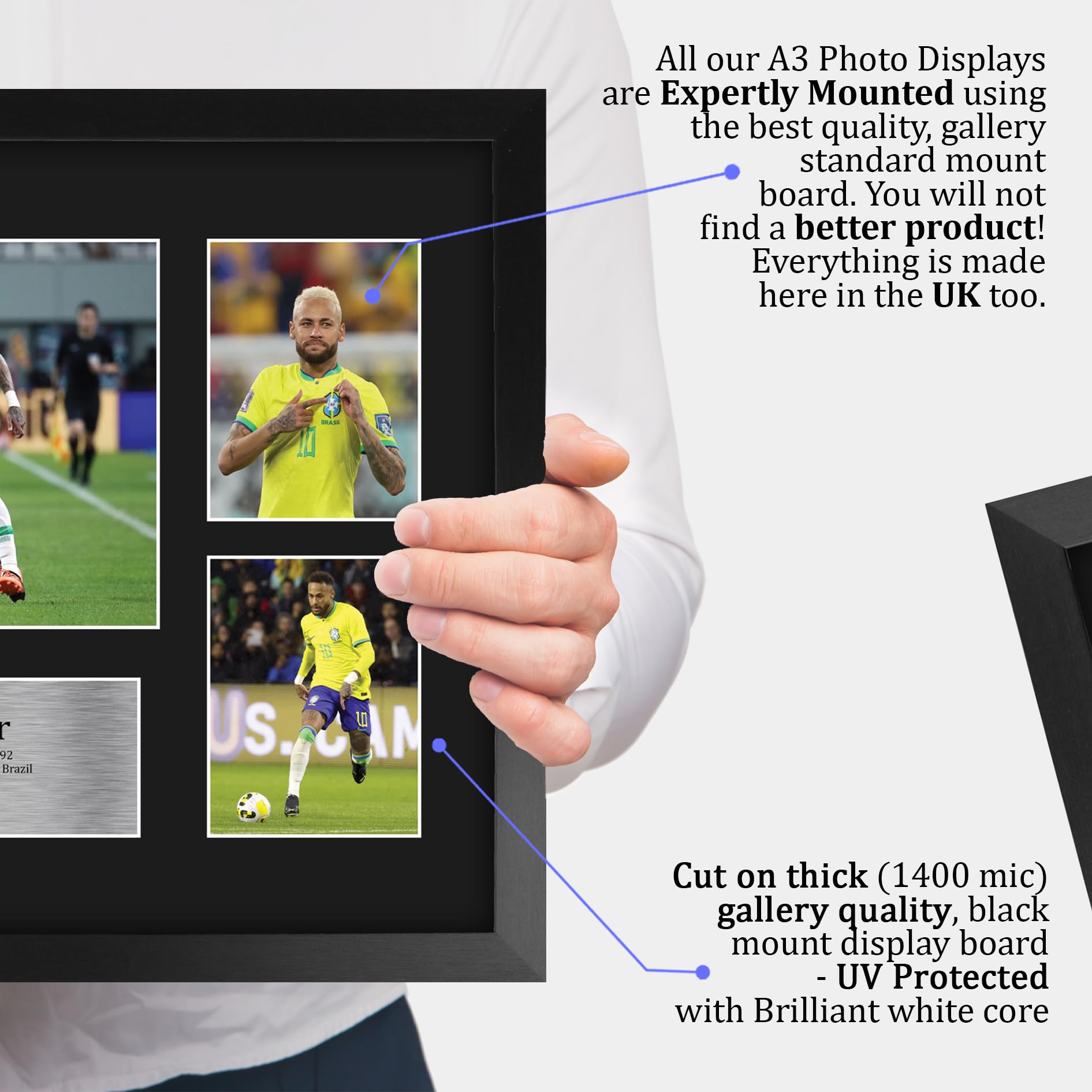 HWC Trading FR A3 Neymar Jr Brazil Exhibición Firmada De La Fotografía Del Autógrafo De Los Recuerdos Impresos Para Los Aficionados Y Los Partidarios Del Fútbol - A3 Enmarcado