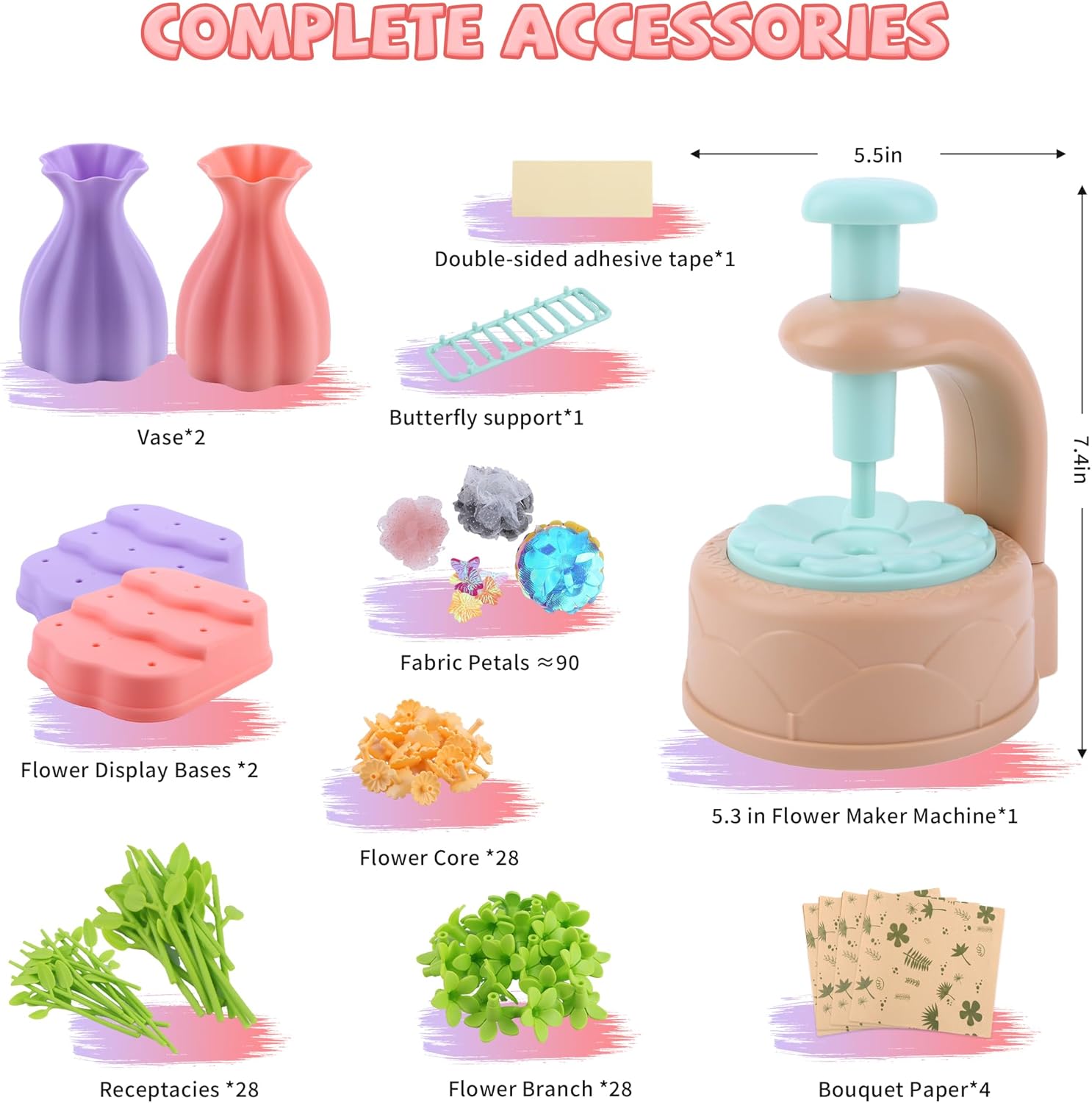 Lufstd DIY Flower Bouquet Craft Kits,Arts and Crafts Flowers Market Toy for Kids, Christmas Birthday Gift for 4 5 6 7 8 9 10 Year Old Girl - Image 3