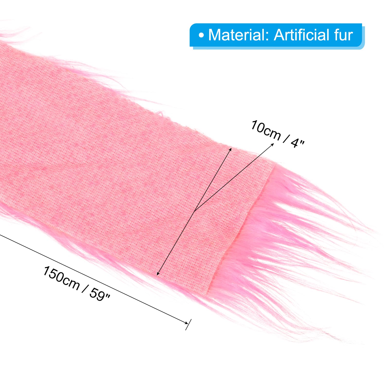 PATIKIL Plush Faux Fur Fabric Precut Strips, 59" x 4" Fluffy Faux Fur Ribbon for DIY Crafts Christmas Halloween Gnome Beard, Pink - Image 2