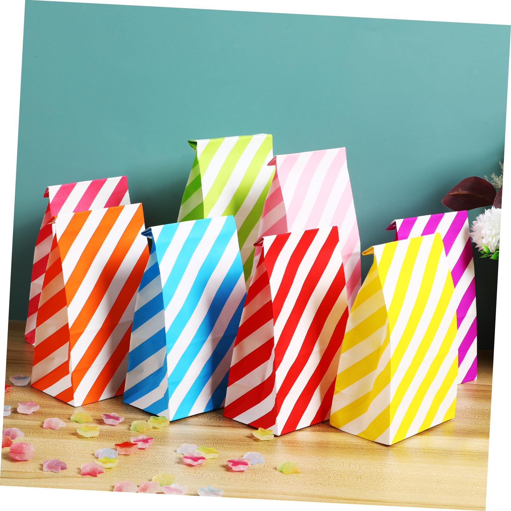 Bunte Papiertüten 80 Stück 9x6x18cm für Süßigkeiten
