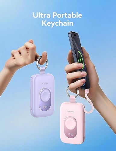 Miniatura 6 de RORRY Portable Charger, 20000mAh PD 30W Portable Charger Power Bank with 2 Built-in Cables, Super Fast Charging Battery Pack with Keychain, Travel