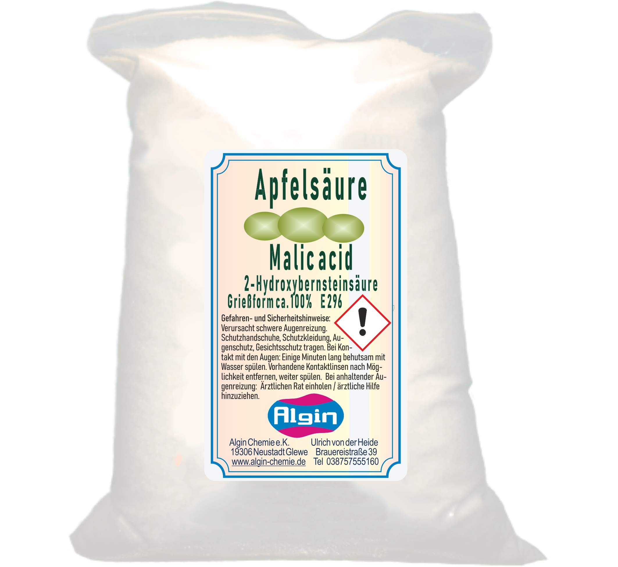 Acido melico, 100% 1 kg, sacchetto con clip per presa fine E296, additivo alimentare