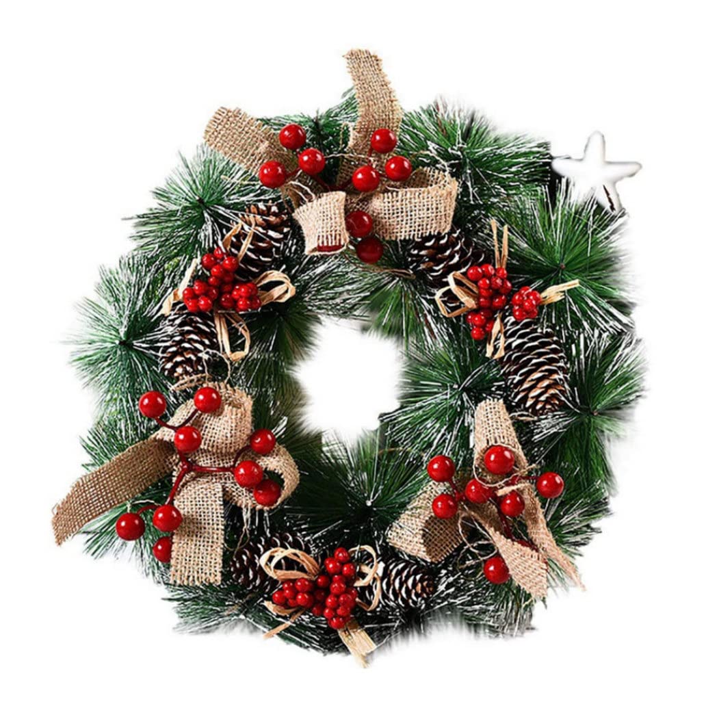 Christmas Front Door Wreath Artificial Leaf Variant Red Berry Xmas Garland Decoration 32cmchristmas wreath large pine door artificial decoration xmas garland with bells