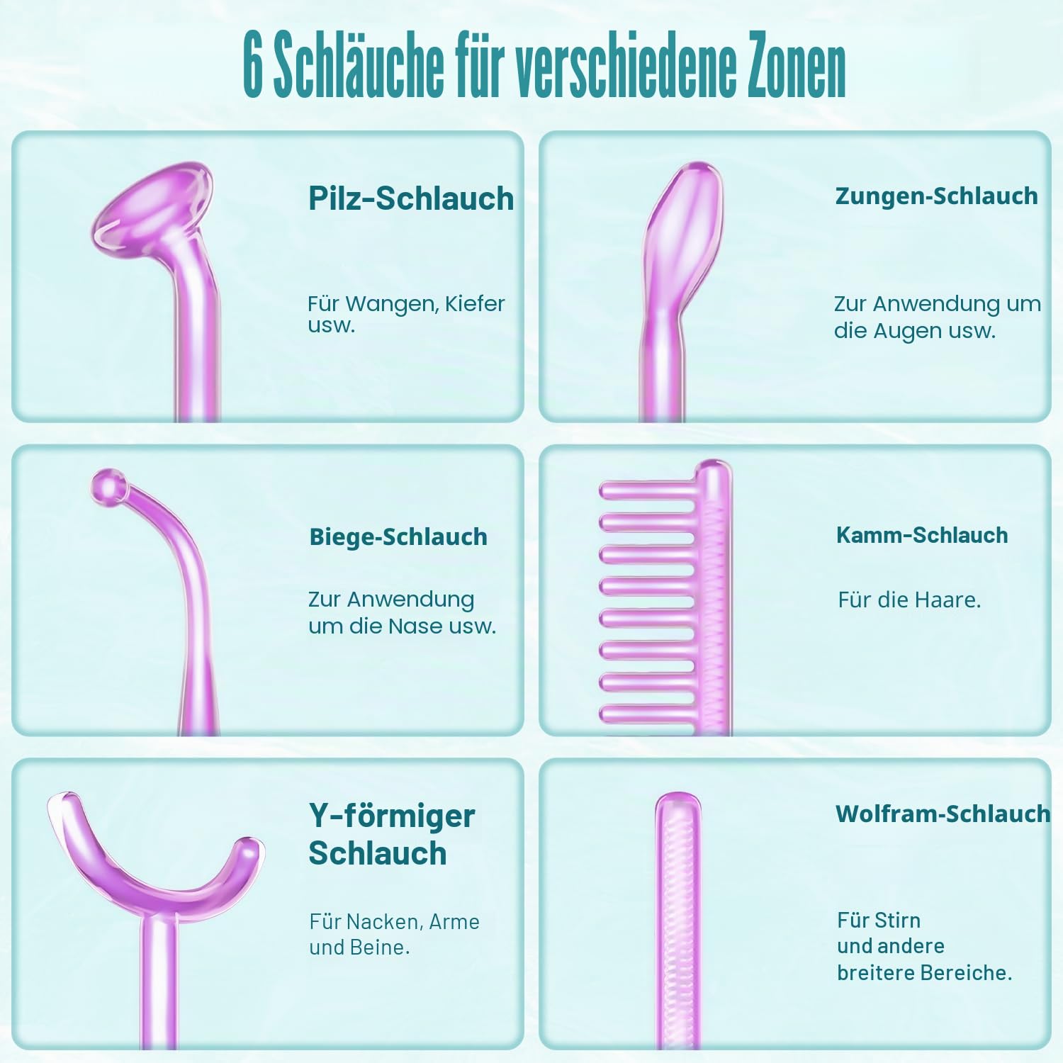 TUMAKOU Hochfrequenzstab Gesicht Hautstraffung Faltenreduzierung Aknebehandlung Hauttherapiegerät 6 Argon Stab
