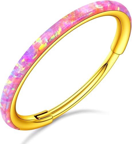 BodyBonita Frente Rosa Ópalo Piercing Nariz - 20G Acero Quir