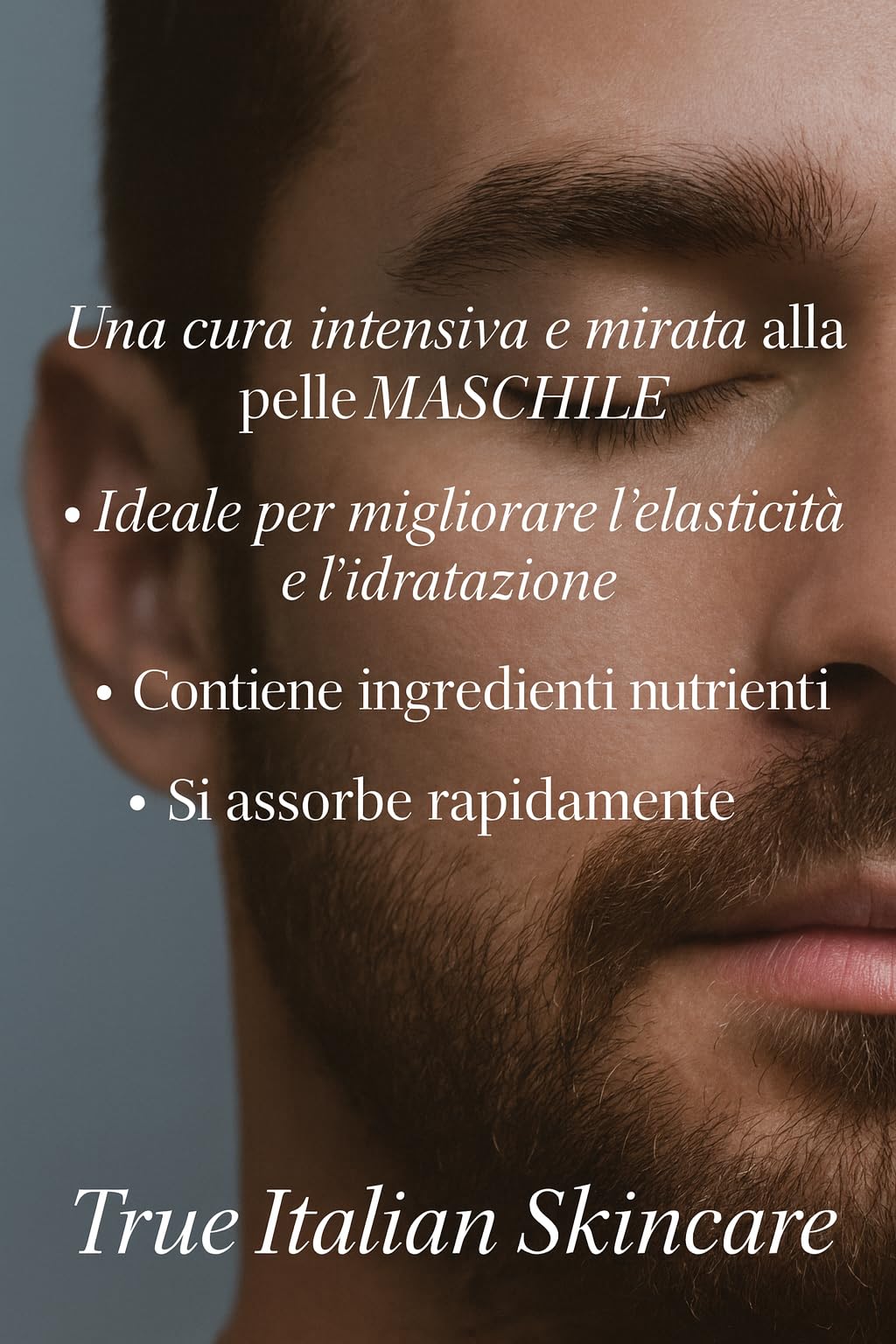 Crema Facial Antiaging Hombre Made in Italy, Ácido Hialurónico, Colágeno, Baba de Caracol reduce los signos del envejecimiento, dejando la piel fresca e hidratada. Sin siliconas, sin parabenos