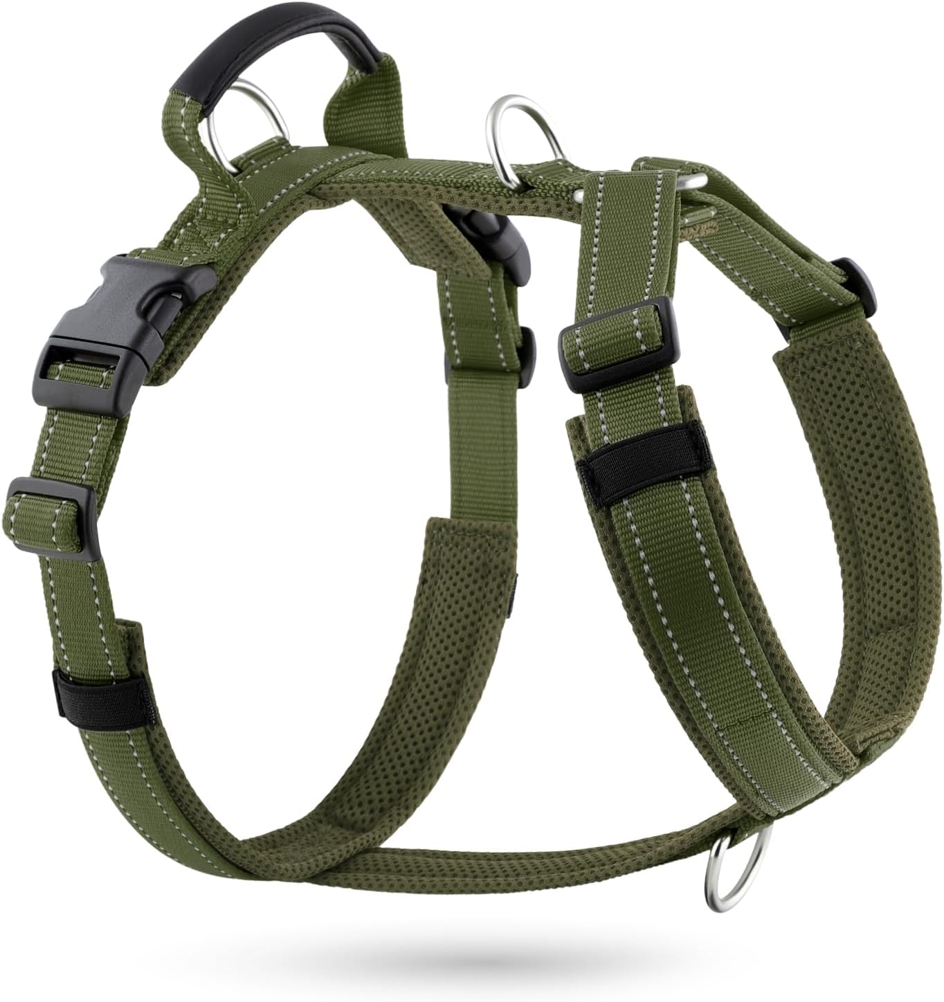 No Pull Dog Harness with Handle, Soft Mesh Padded Adjustable for Small Medium Large Dogs | Reflective Easy Walk Harness with Front Clip for Training, Running & Outdoor (Ranger Green, M)