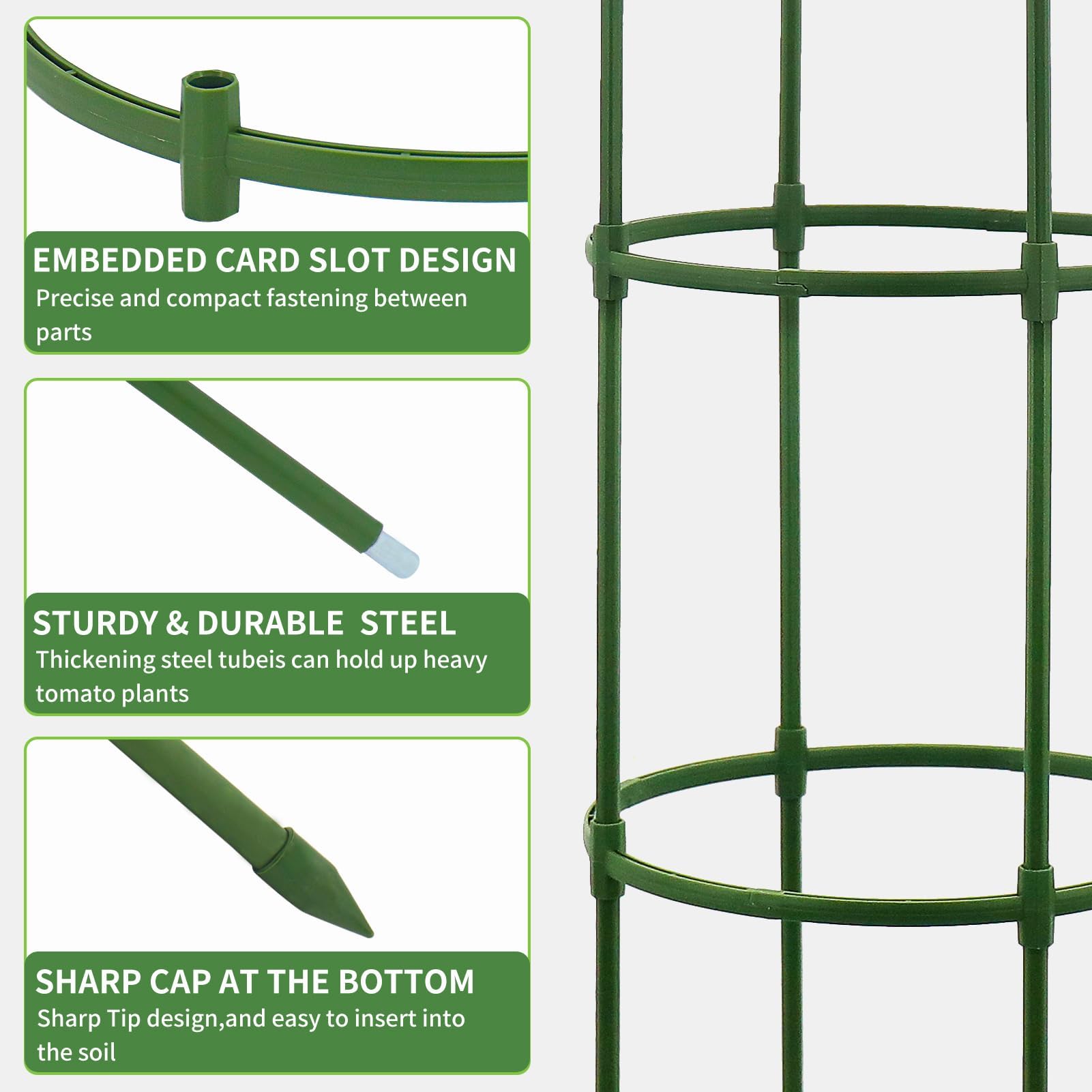 G-LEAF 3 Stück Garten Rankhilfe Tomatenkäfig Pflanzenstütze Obelisk Klettergerüst Spalier| Rankgitter Kletterhilfe| Kletterpflanzen,Tomaten,Rosen (140 cm)