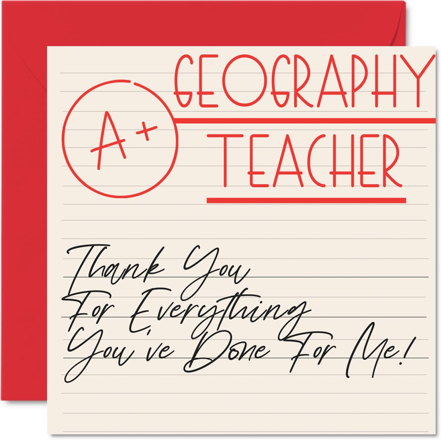 Thank You Cards for Music Teacher - A+ Teacher - Thankyou Cards for Him Her Men Women Teacher, Heartfelt Appreciation Card, 145mm x 145mm Thank You So Much Greeting Cards for Gifts