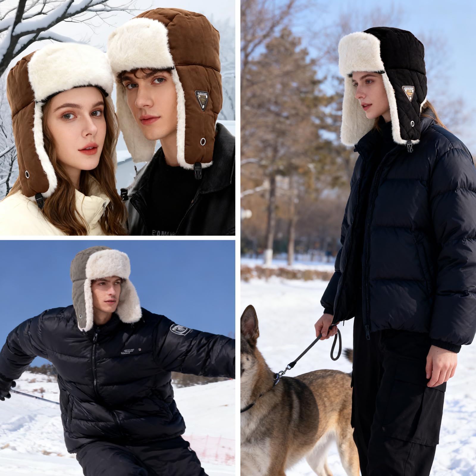 Sombrero de Invierno Trapper para Hombres y Mujeres con Orejeras, Forro de Polar, Sombrero Térmico a Prueba de Viento para Esquí, Senderismo y Actividades al Aire Libre (Talla 54-60 cm)