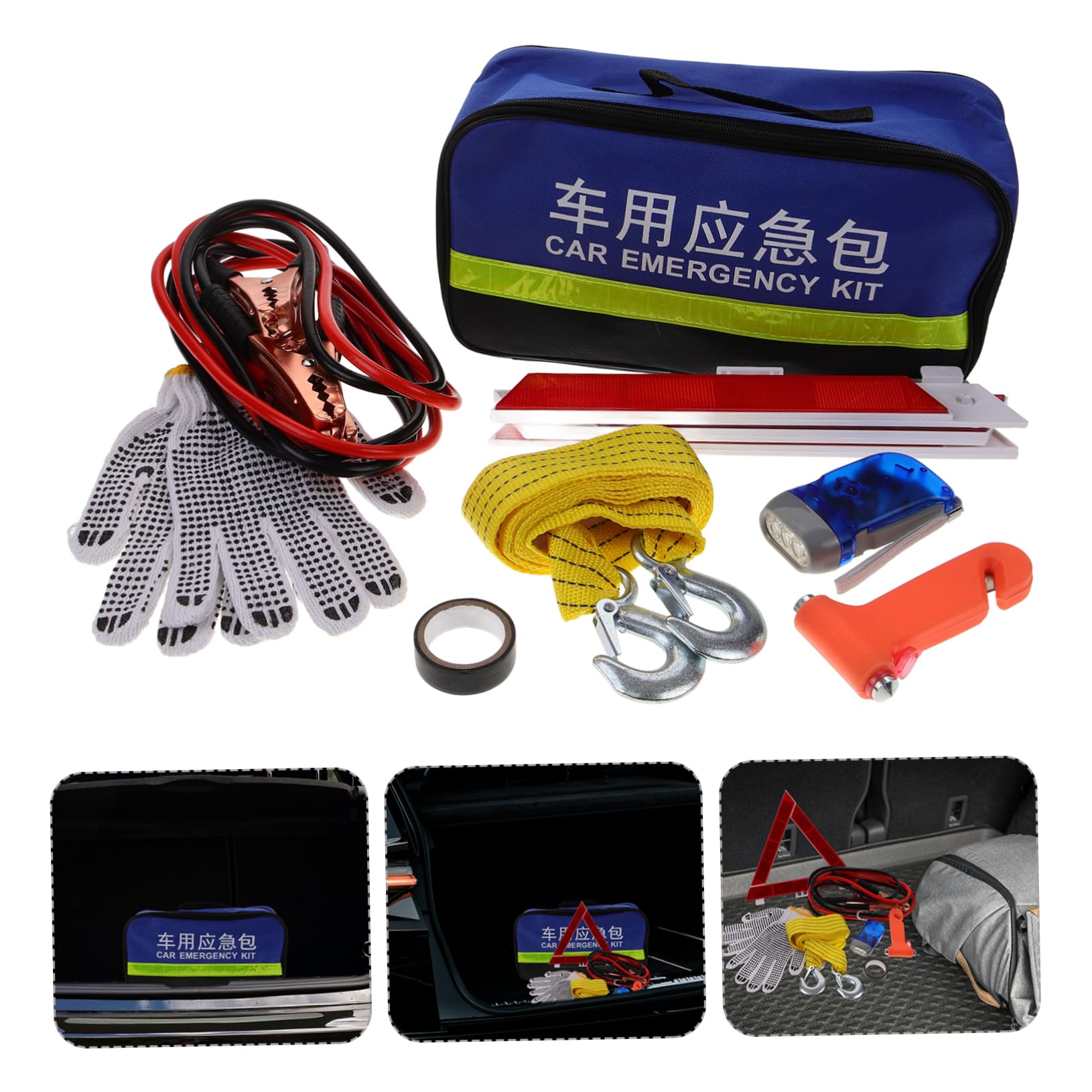 Ciieeo Trousse à Outils pour Véhicule 8 Pièces Multifonctions Compacte, Kit D'assistance Routière Voiture, Matériel Solide pour Intervention D'urgence, Sécurité Automobile