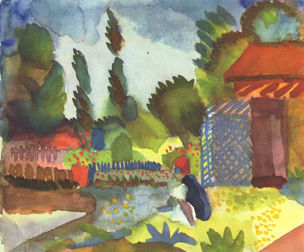 Póster de August Macke 'By the River' enmarcado en marrón 3