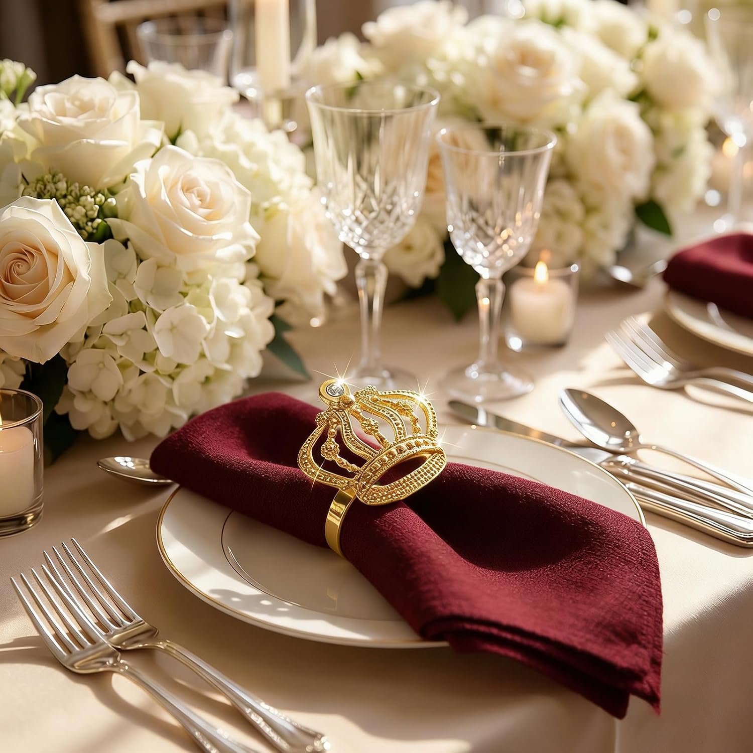 12pc Crown Napkin Ring for Christmas,Valentine's Day,Wedding Party