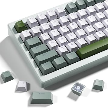 OHY XVX Shine Through Keycaps -133 Keys Cherry Profile Double Shot PBT Keycaps Compatible for 60%/75%/100% Retro Gaming Mechanical Keyboard-Milk Grass Green