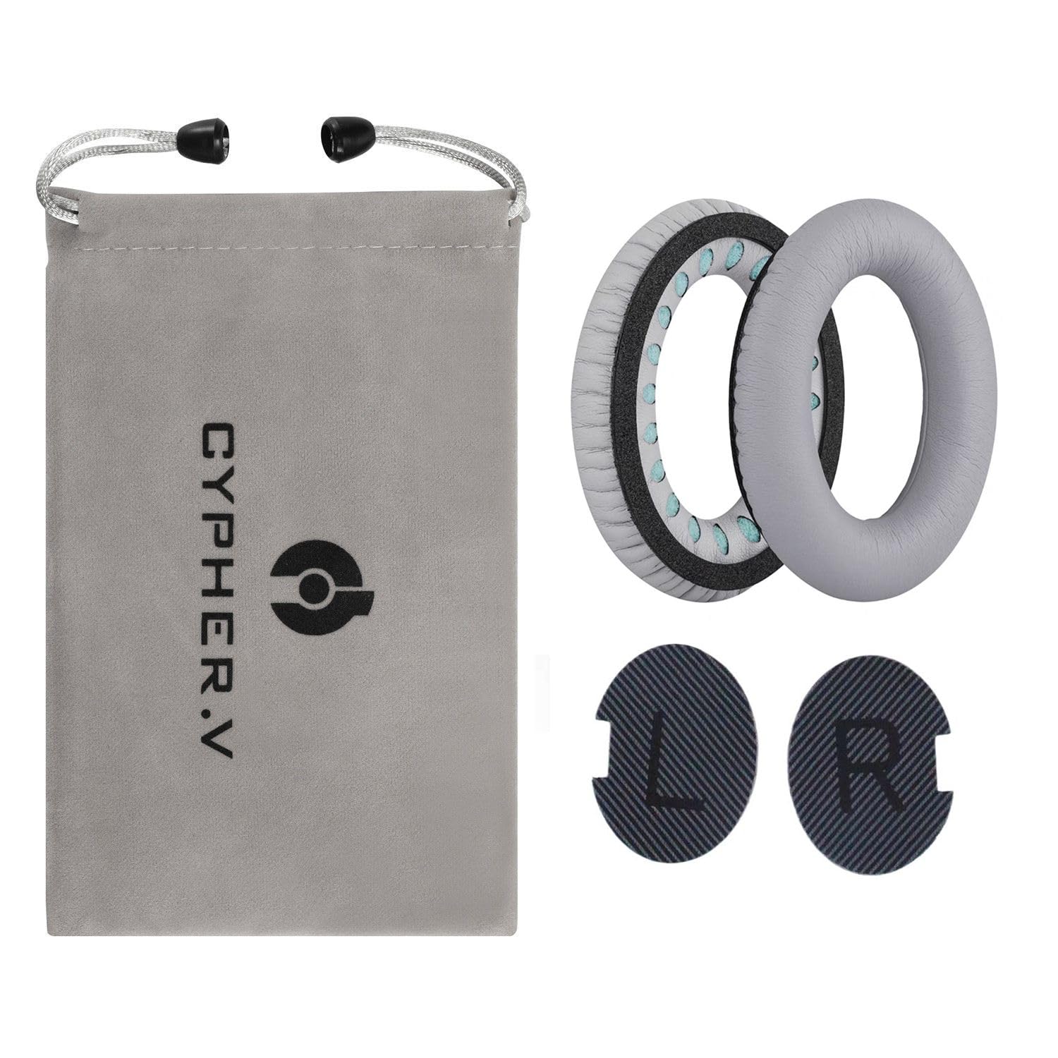 Almohadillas de repuesto para auriculares Bose Quietcomfort QC15 QC25 QC35 35 II (gris) | Funda de espuma viscoelástica para auriculares Bose QC15, QC25, QC35 y QC35 II/incluye 2 almohadillas (1 par)