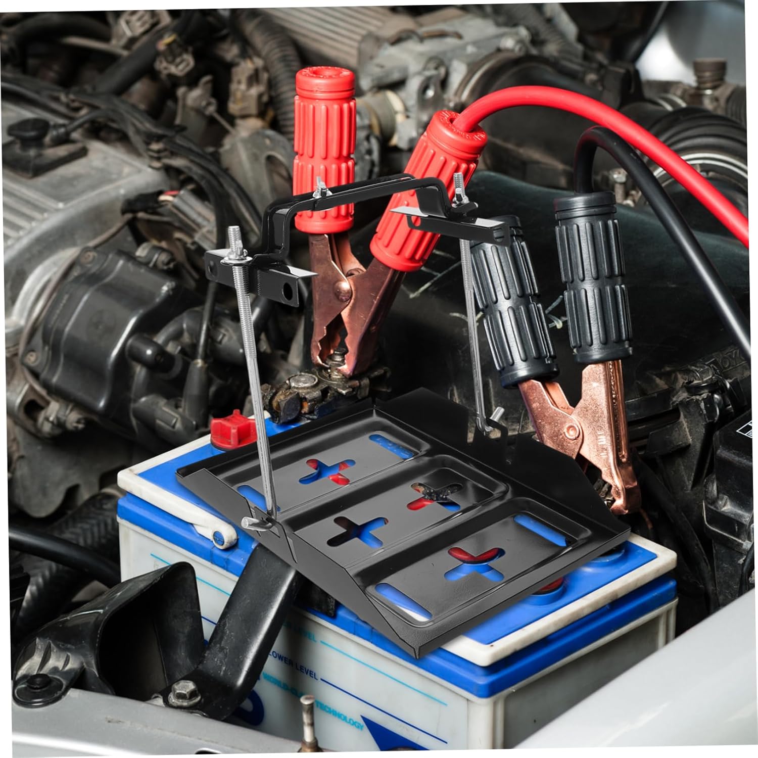 1set Adjustable Battery Tray Kit Secure Hold down Bracket for Car and Applications Easy Installation Stable Support Metal Construction Iron Tray Brackets