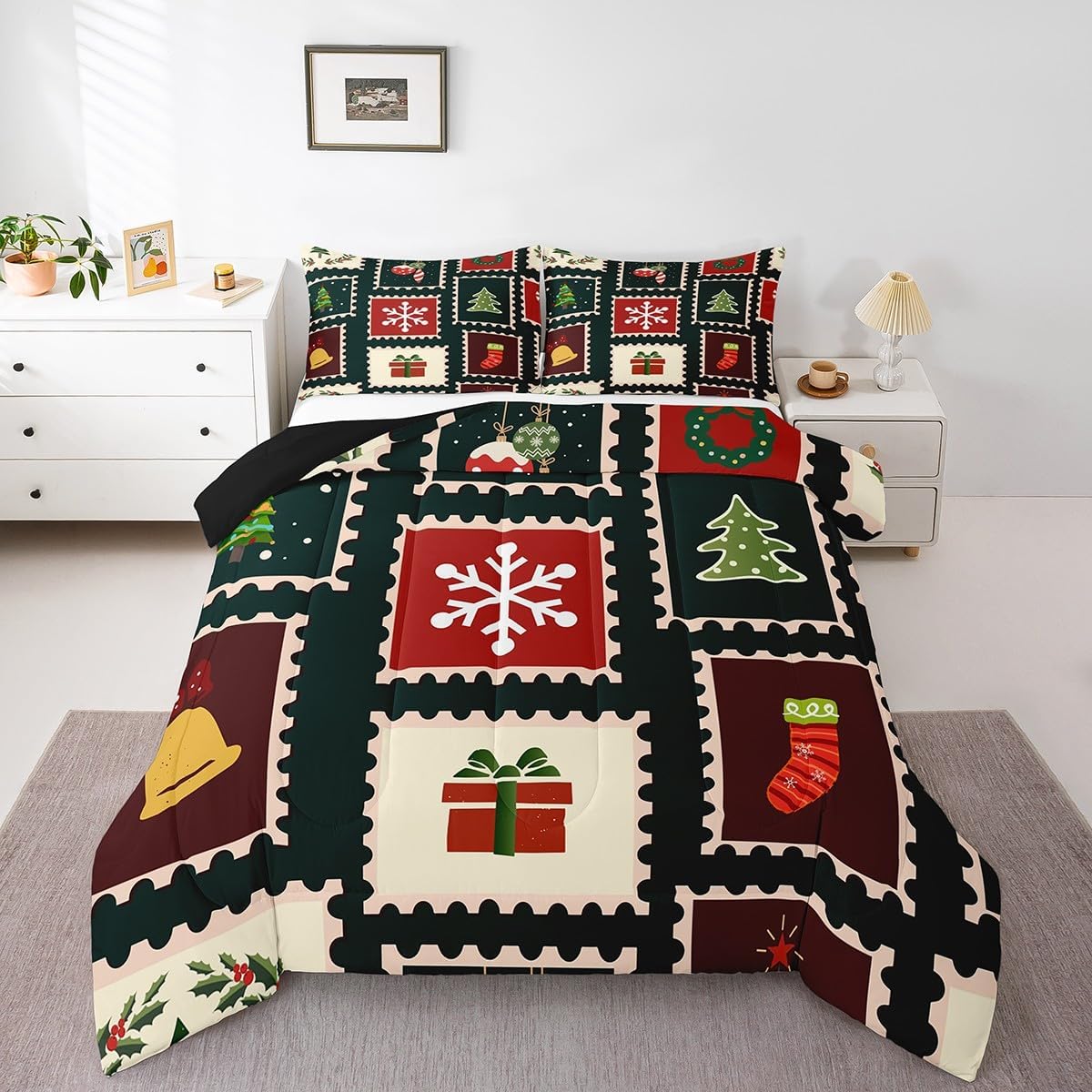 Erosebridal Comforter Set Twin, Xmas Bedding for Young, Christmas