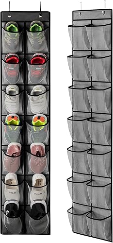 KEEPJOY Organizador de zapatos para colgar sobre la puerta, organizador de zapatos colgante con 4 ganchos, soporte para zapatos de puerta con 14