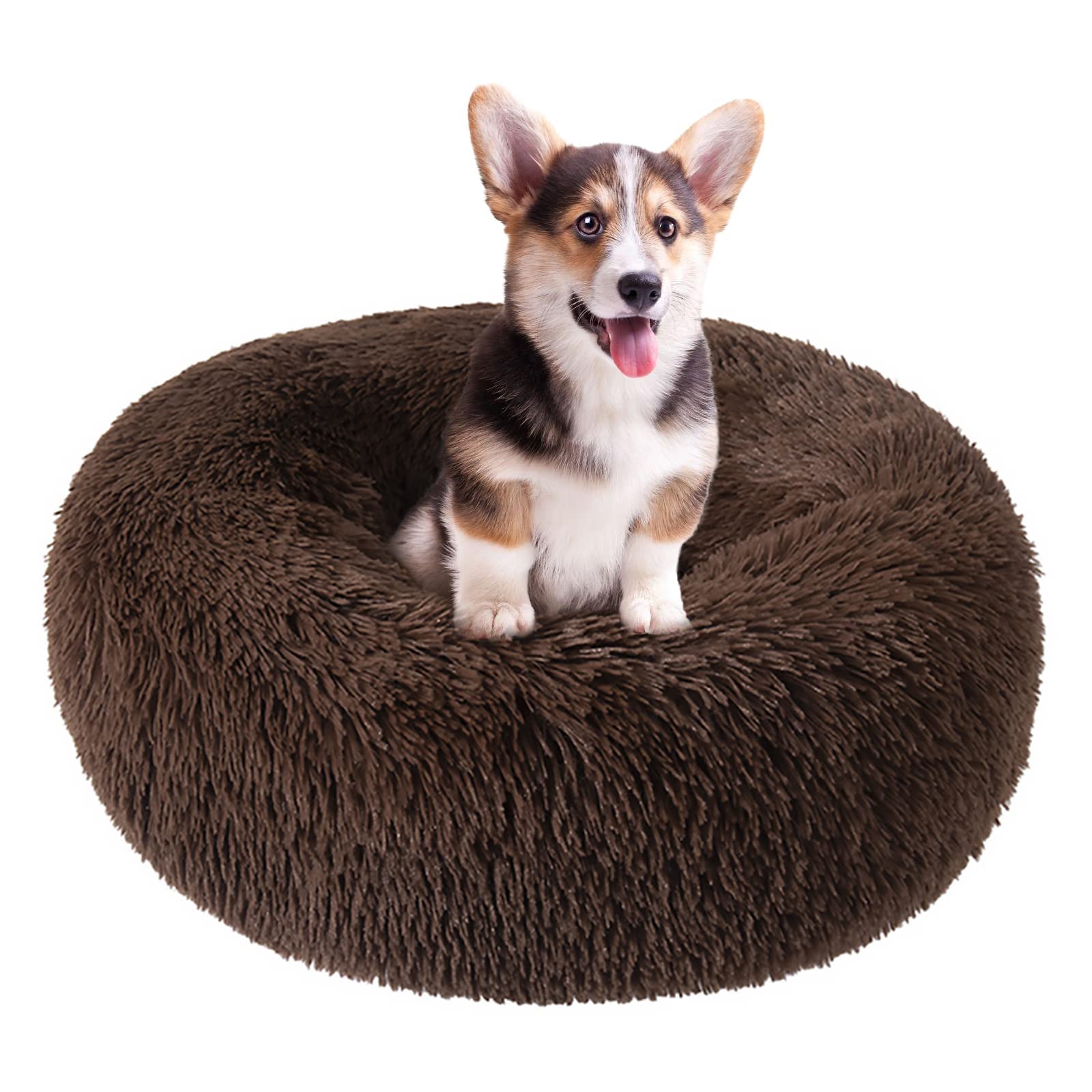 Nisrada Dog Bed for Small Medium Large Dogs, 24 inch Calming Dogs Bed, Washable-Round Cozy Soft Pet Bed for Puppy and Kitten with Slip-Resistant