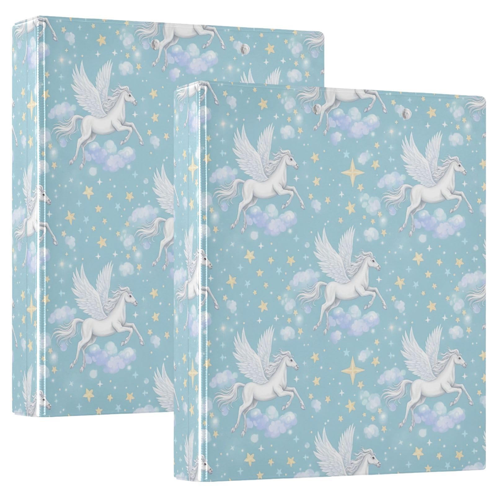 Carpeta de 3 anillos de 1.5 pulgadas, color azul pastel, carpeta de anillos en D, paquete de 2 | Con portapapeles y bolsillos, para escuela, universidad, oficina