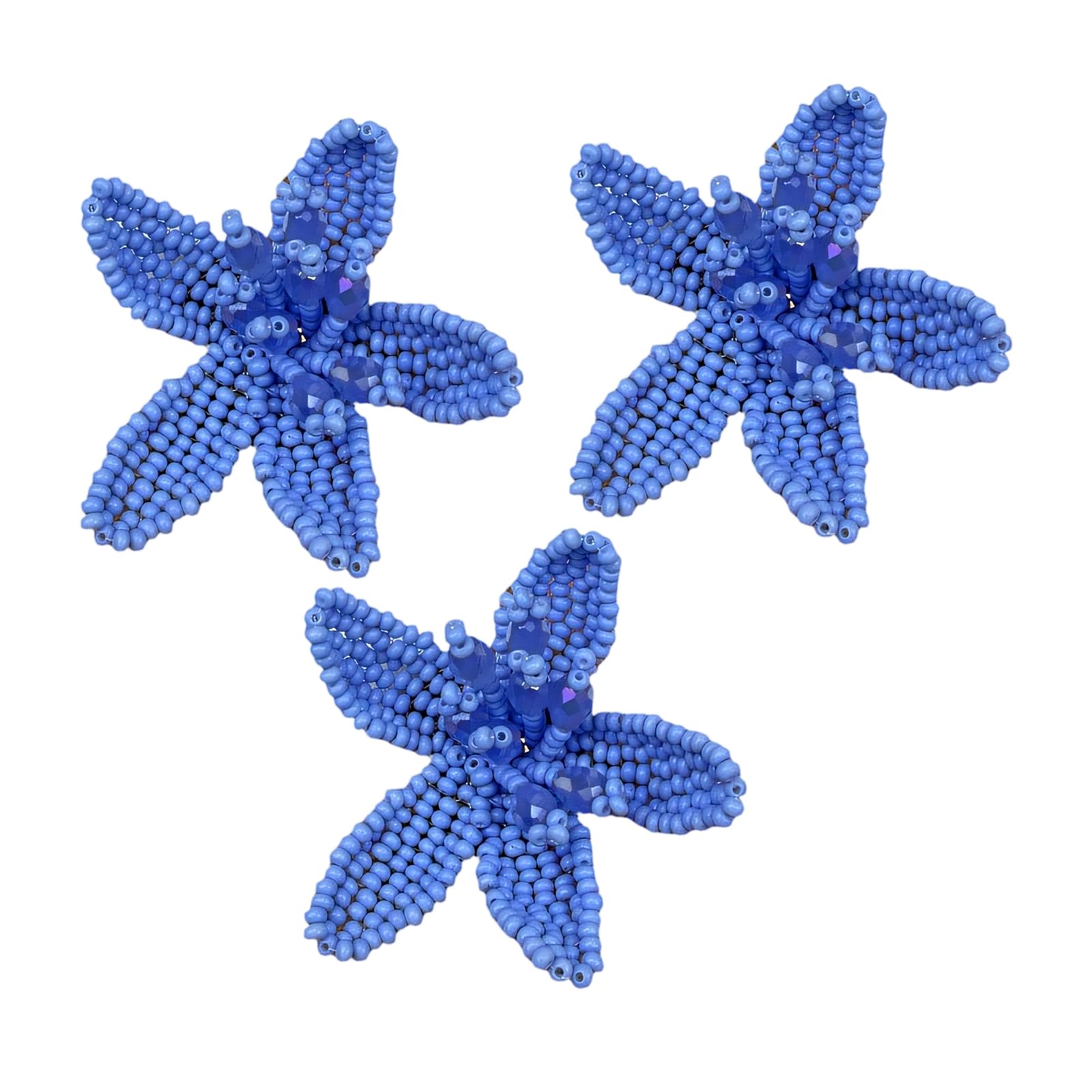 Tsophreniq 3Pcs Bead Flower Appliques Alloy Beaded Flower Charm for Sewing Craft Shoe Bag Garment Embellishment Colorful Stone Beads