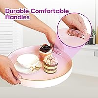 Vista 45 de Gifturbo Bandeja negra para servir, bandejas decorativas de mármol con asas, bandeja de mesa auxiliar, bandejas de plástico rectangulares otomanas