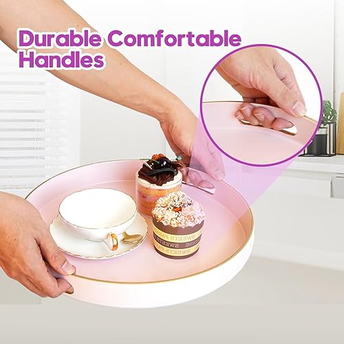 Miniatura 17 de Gifturbo Bandeja de servir de mármol azul, bandejas decorativas con asas, bandeja de mesa auxiliar, bandejas de plástico rectangulares otomanas