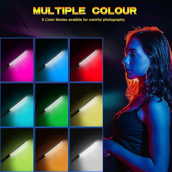 2 Pack RGB LED Video Light Wand Stick with Tripod,Hagibis Photography Studio Lighting Kits with Adjustable Light Stand&Remote Control 10 Color Modes,3200K-5600K