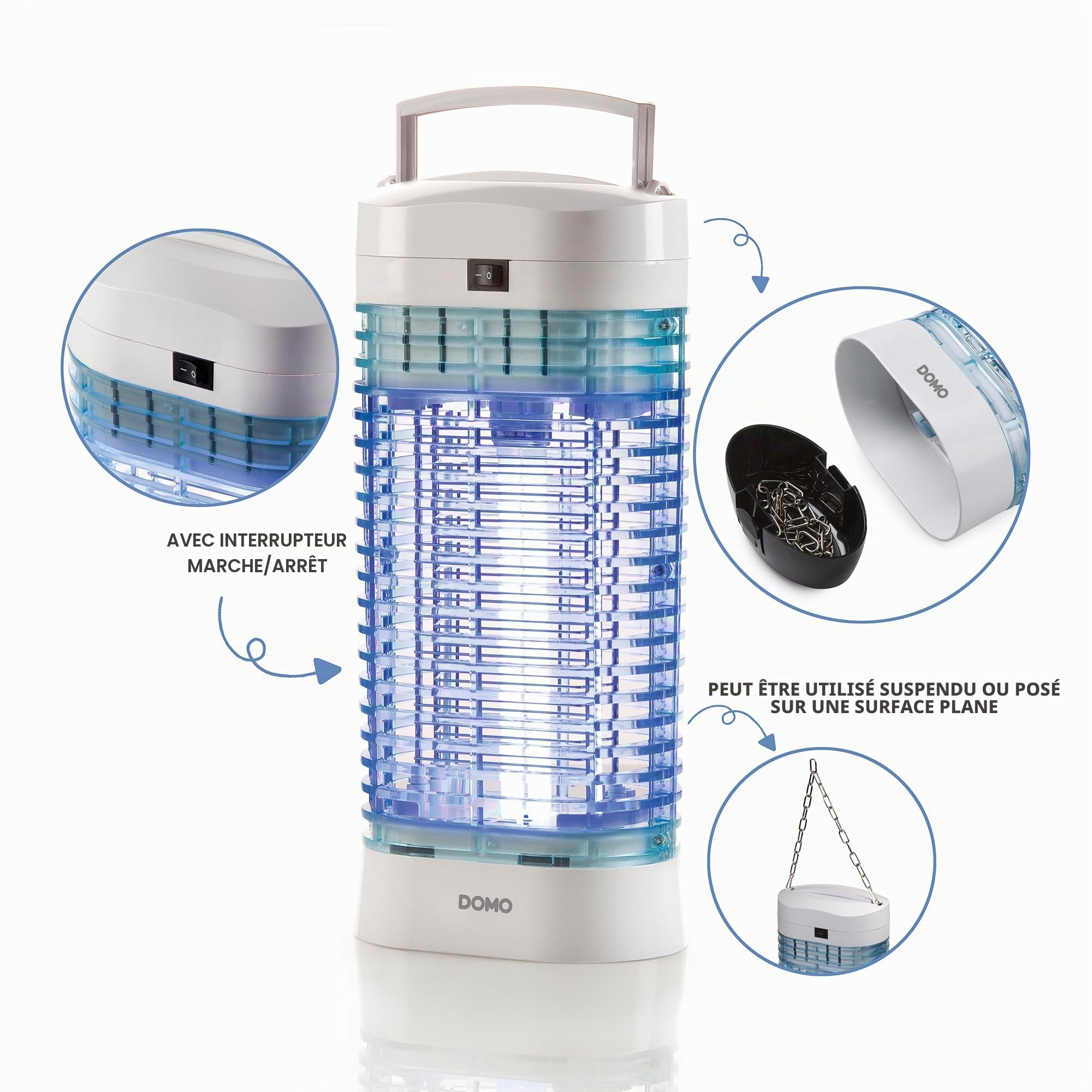 DOMO KX006N/2 Lampe Anti Moustique Électrique - Anti Insectes Volants avec UV 5,5 W - Anti-Moustique intérieur - 2000 V - Silencieux et sans Odeur - Électrique Anti Moustique