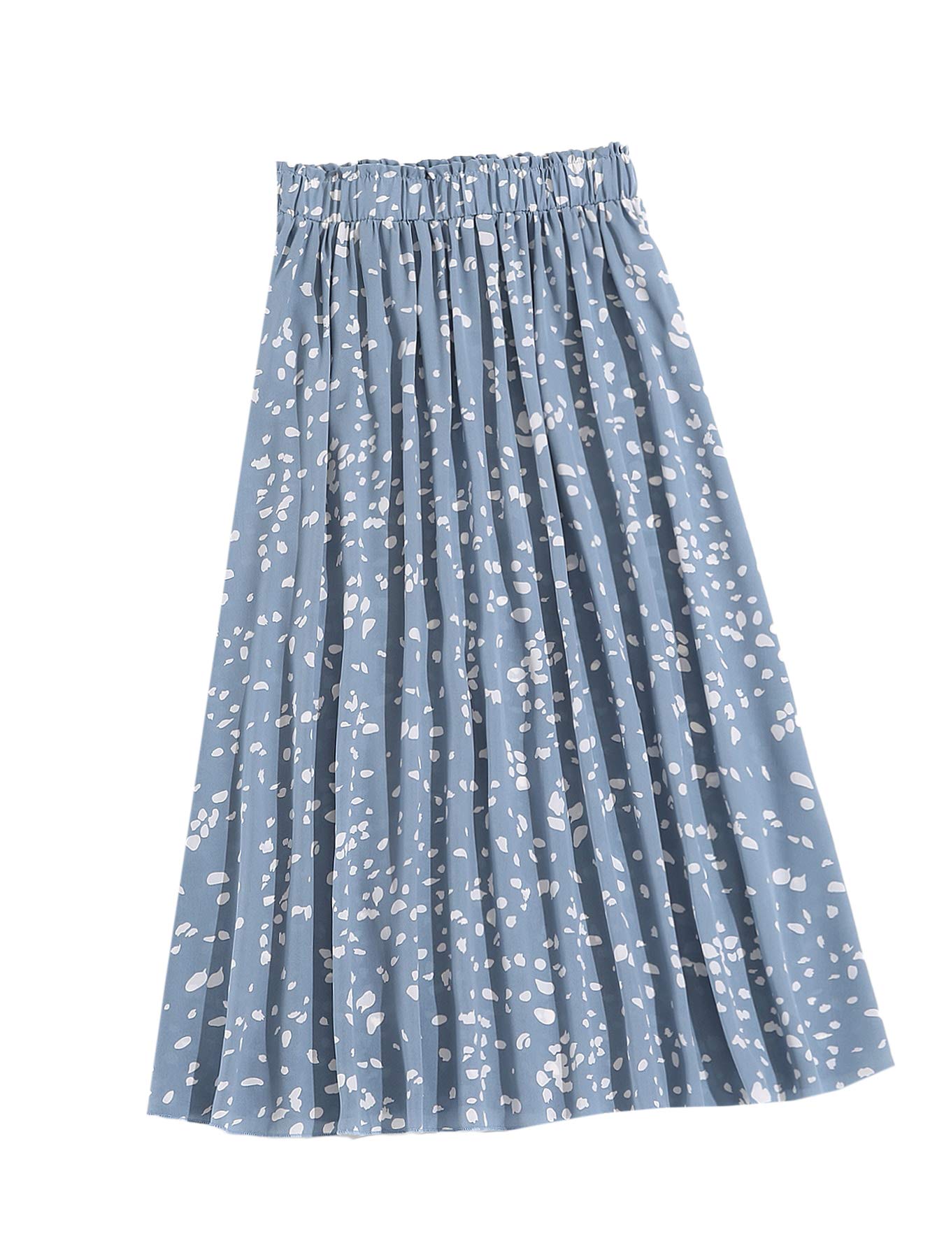 Floerns Women's Plus Size Ditsy Floral Flared Midi Skirt Polka Dots Pleated Skirts Brown Black