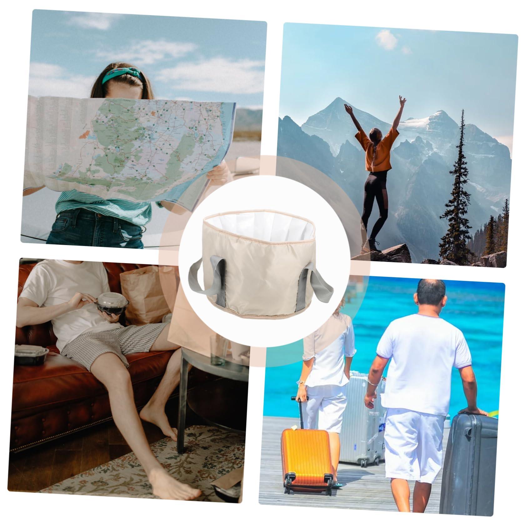 Healeved 3pezzi Borsa Da Bagno Portatile Per Pediluvio Contenitore Per Campeggio Con Isolamento Termico Per Viaggi e Attività All Aperto Capacità Ampia e Design Pratico