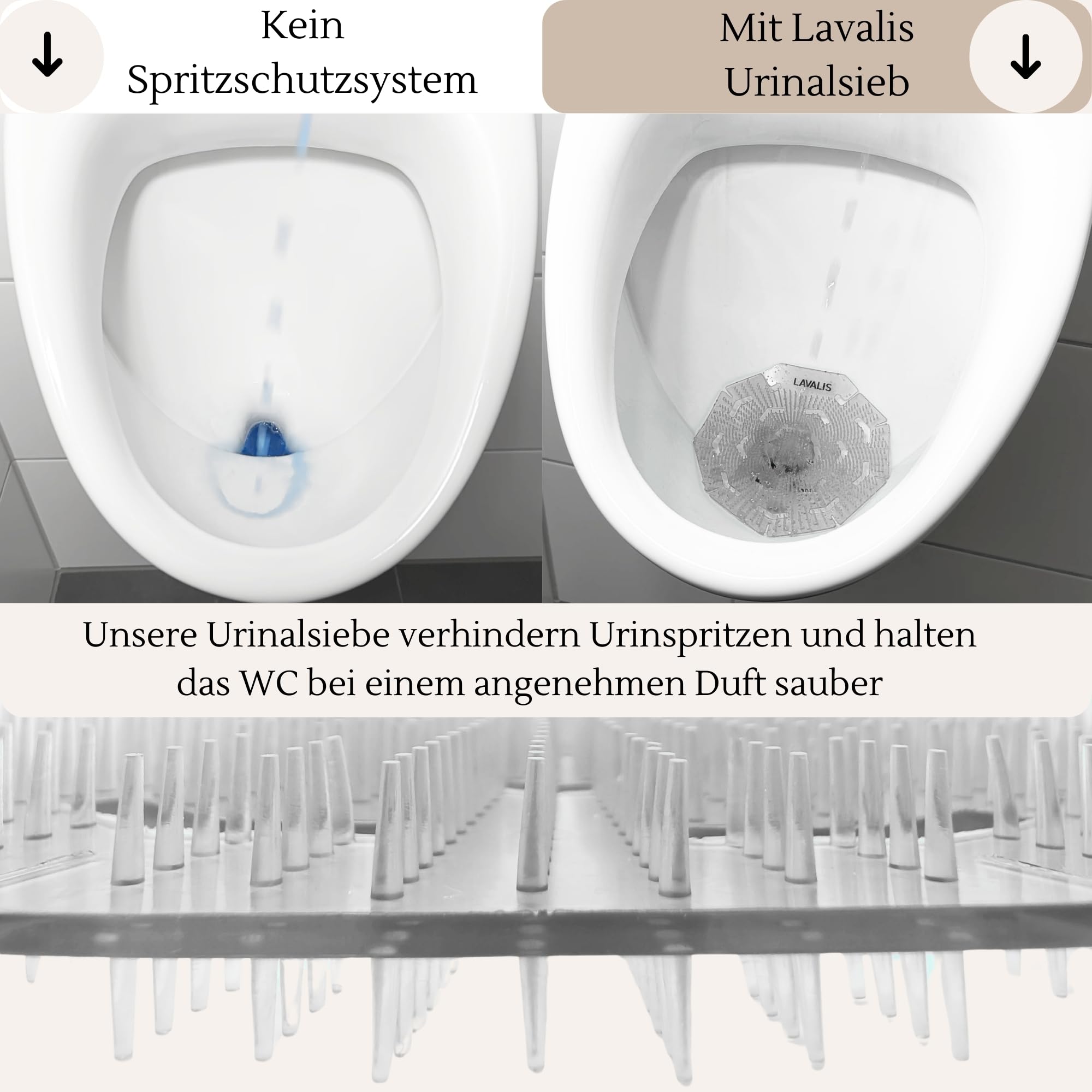 Urinalsieb (9x) Spritzschutz für Männer-Pissoir, reduziert Spritzer & Geruch, starker Duft Baumwollfrische, Luft-erfrischer, 30 Tage haltbar, passend für alle Urinale, rund Weiß