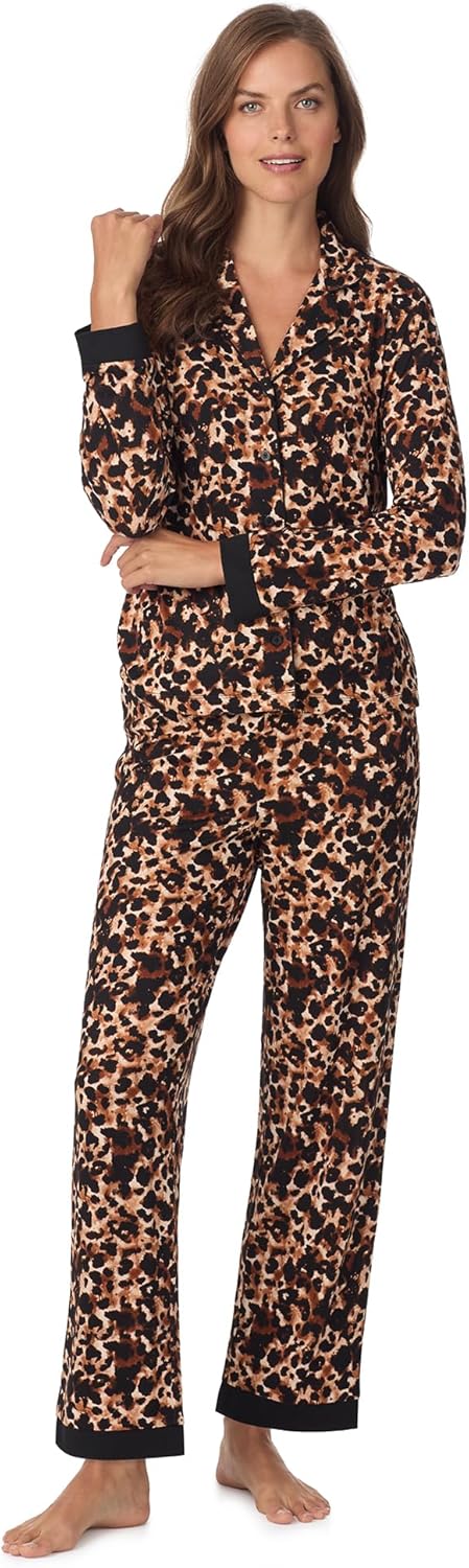 Anne Klein Womens Long Sleeve Button Down Pajama Top & Relaxed Pant Set - Soft Sweater Knit - Cozy Sleepwear & Loungewear PJs