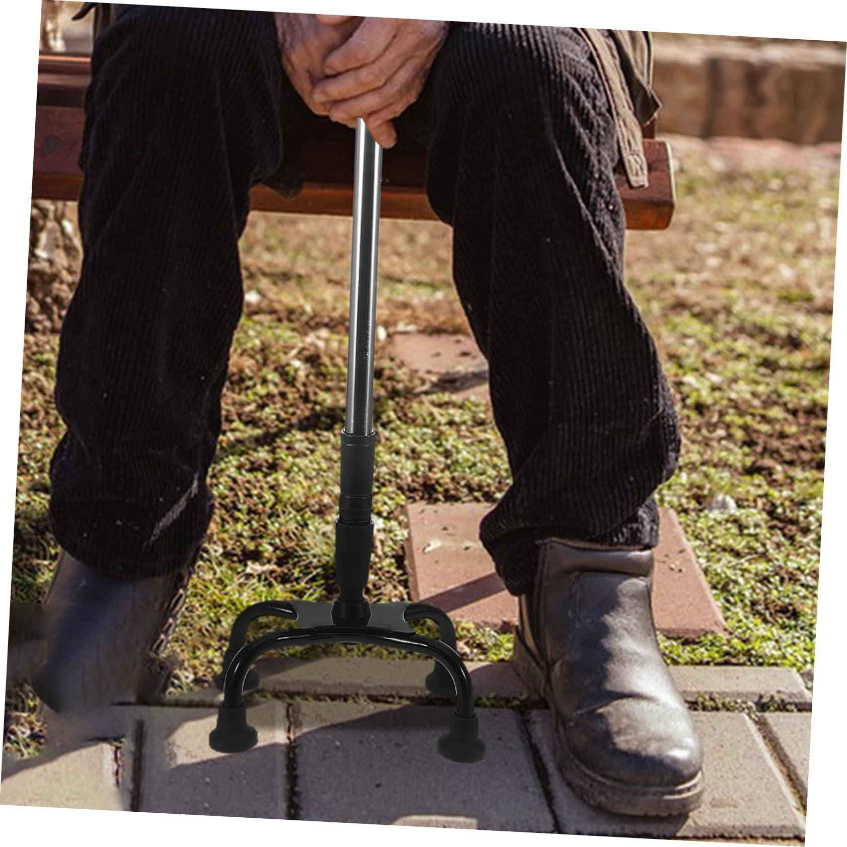 BESTYASH Bastón Ajustable De Acero Inoxidable para Personas Mayores Bastón Plegable De Cuatro Patas Mango Antideslizante Portátil para Uso Exteriores Hogar y Viajes