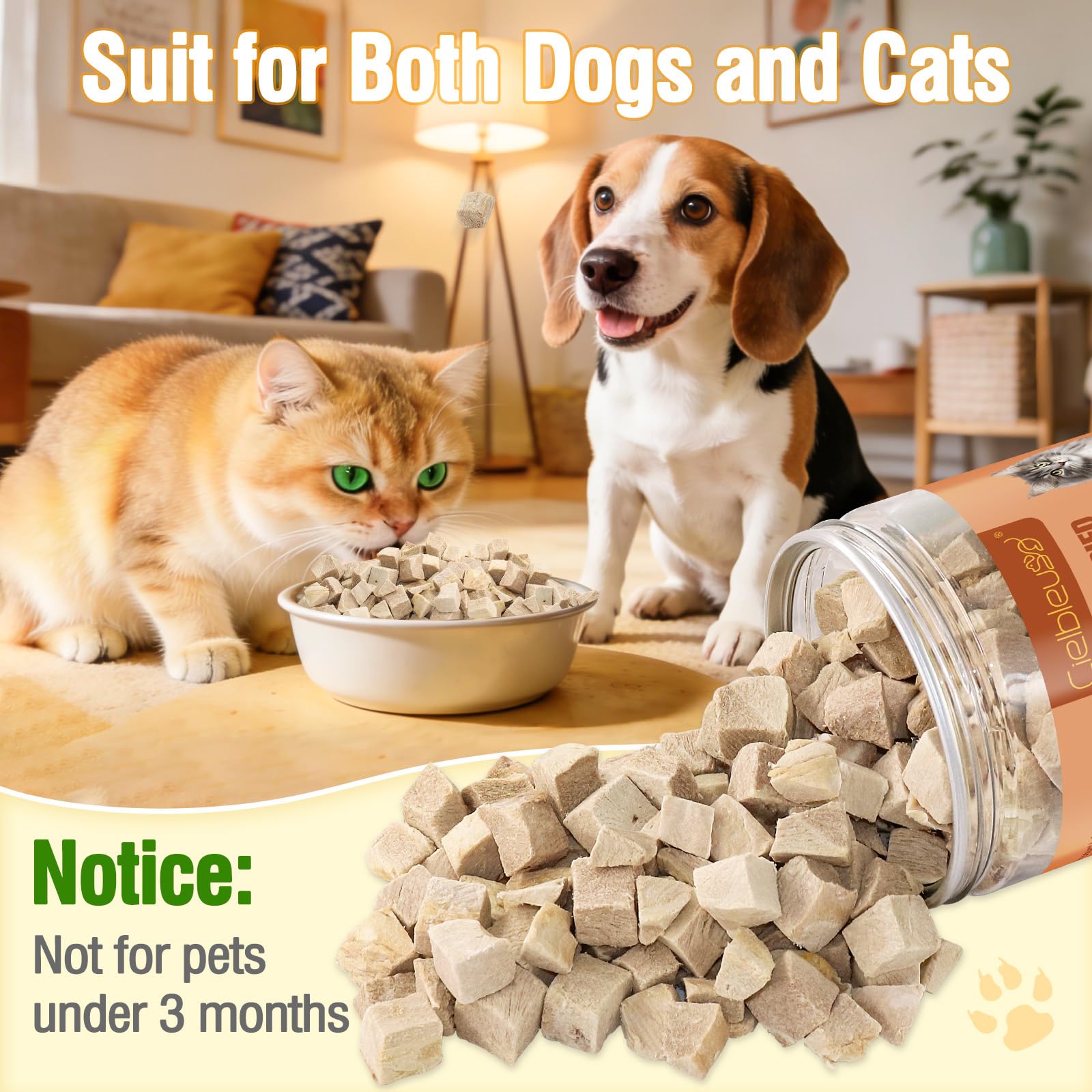 Friandises Lyophilisées pour Chats, Friandises Lyophilisées au Canard pour Chiens et Chats, 100% Magret de Canard, Riche en Protéines, sans Gluten ni Céréales (80g)