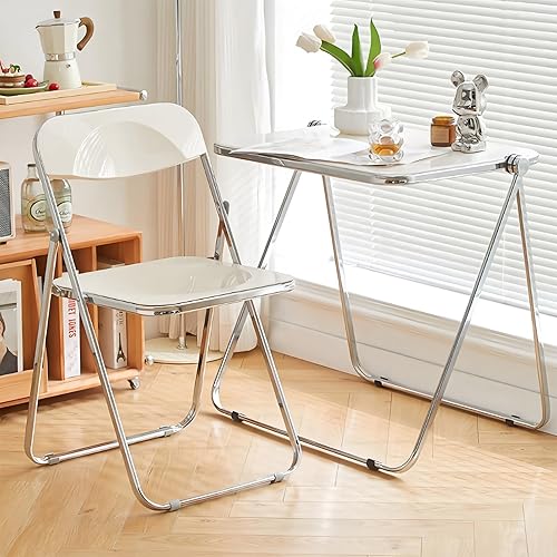 Miniatura 5 de Juego de 12 sillas plegables de plástico portátil de acrílico, fáciles de usar y almacenar, cómodas sillas de fiesta portátiles para el hogar,