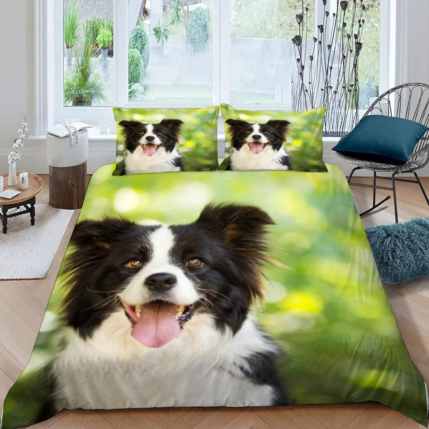 Housse de couette 140x200 Border Collie pour chambre d'enfant et lit une personne