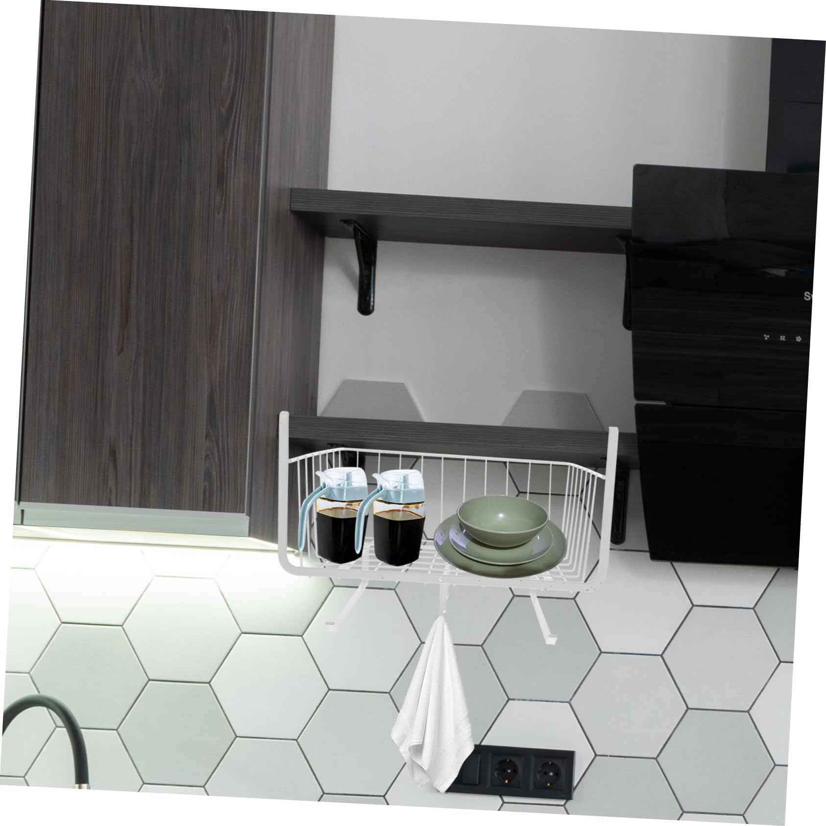 Organizador De Cesta Colgante Para Armario De Cocina Rejilla Multifuncional De Acero Resistente Estante Aprovechable Bajo Mueble Almacenaje Práctico Para Utensilios y Accesorios Co