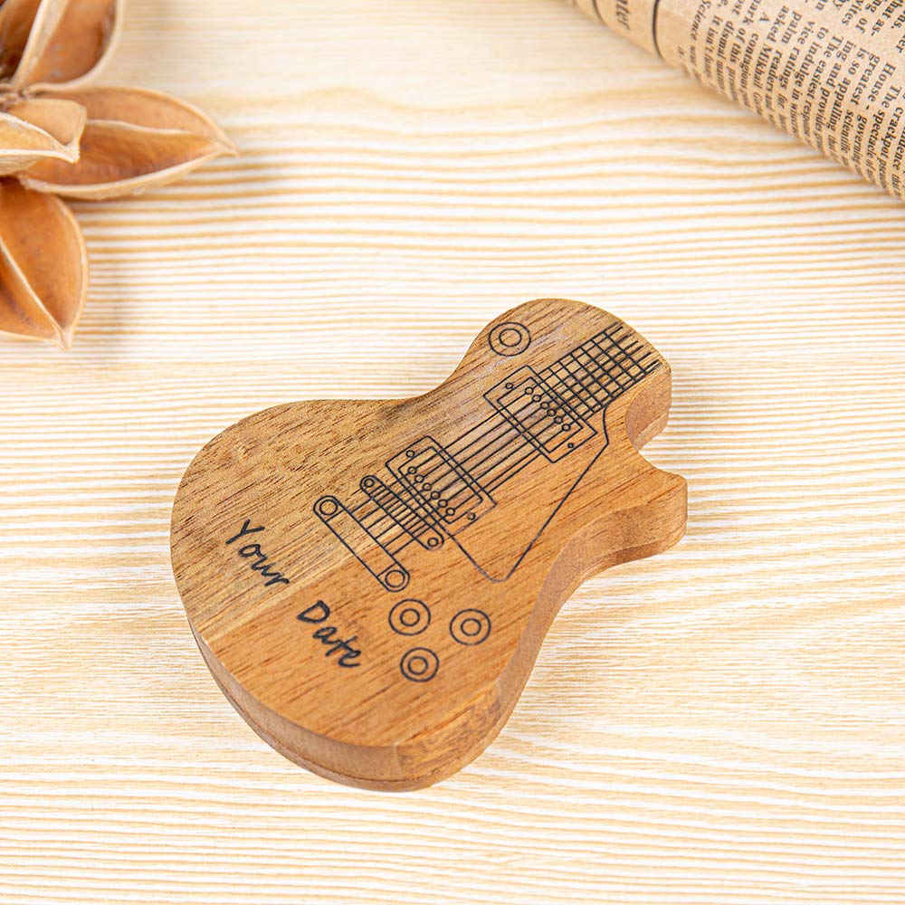 Jewelora Púas de guitarra Púa de Bass personalizado de 3 piezas en Púas de guitarra de madera con caja Estuche para coleccionista-Púa de guitarra personalizada (cajas de guitarra y púas)