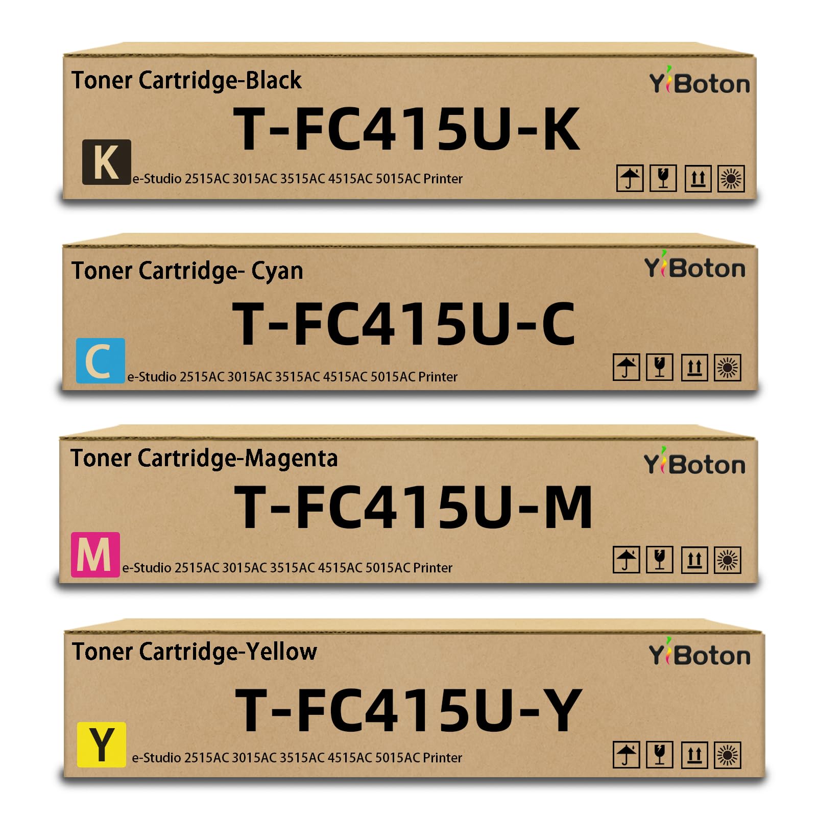 High Yield 4515AC TFC415U T-FC415U Toner Cartridge 4-Pack | T-FC415U-K T-FC415U-C T-FC415U-M T-FC415U-Y Compatible for Toshiba e-Studio 2515AC 3015AC 3515AC 4515AC 5015AC Printers