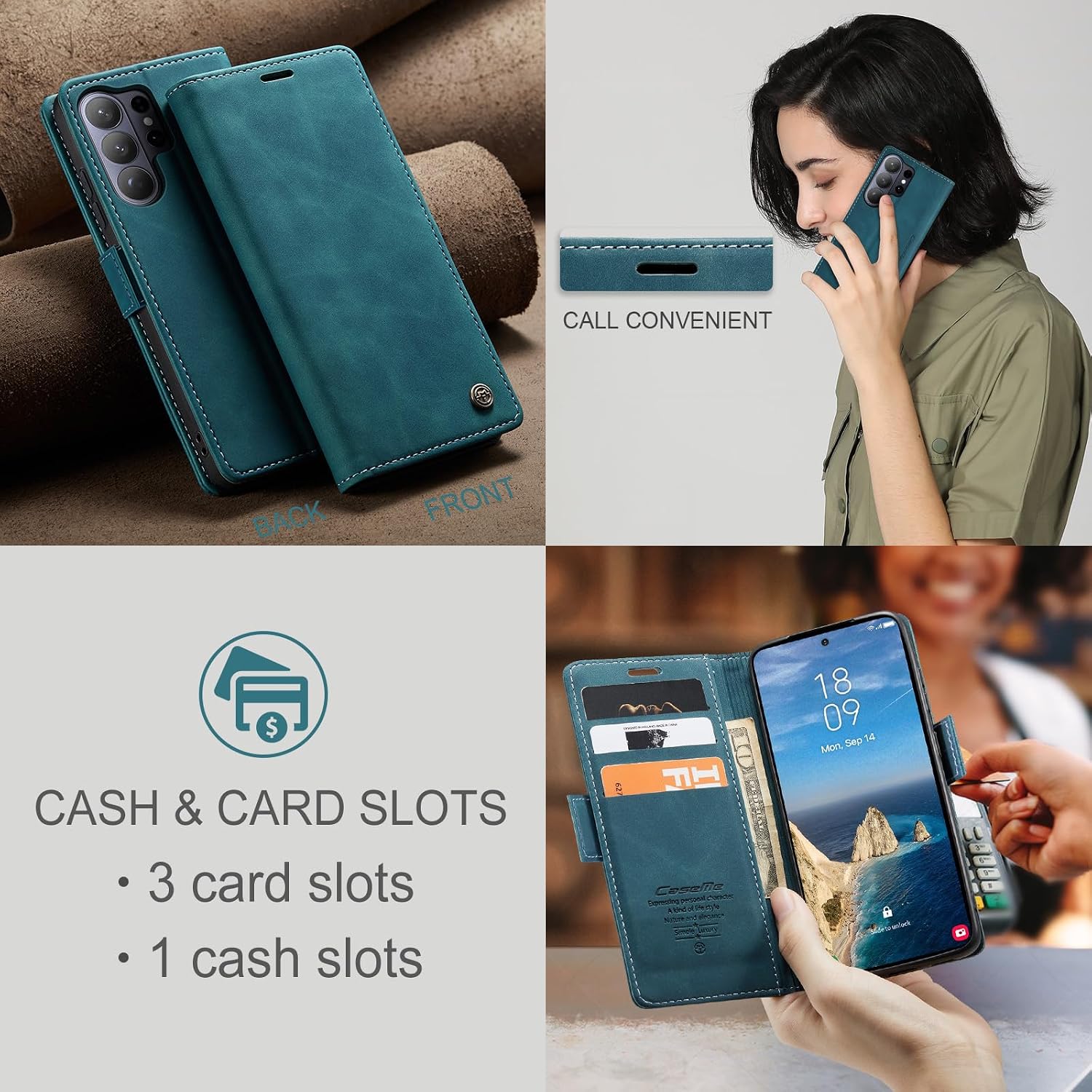 for Samsung Galaxy S26 Ultra(2026) 6.8", Flip Fold Leather Wallet Case with Credit Card Slot and Kickstand Magnetic Closure Protective Cover for Samsung Galaxy S26 Ultra(2026) 6.8" (Teal)