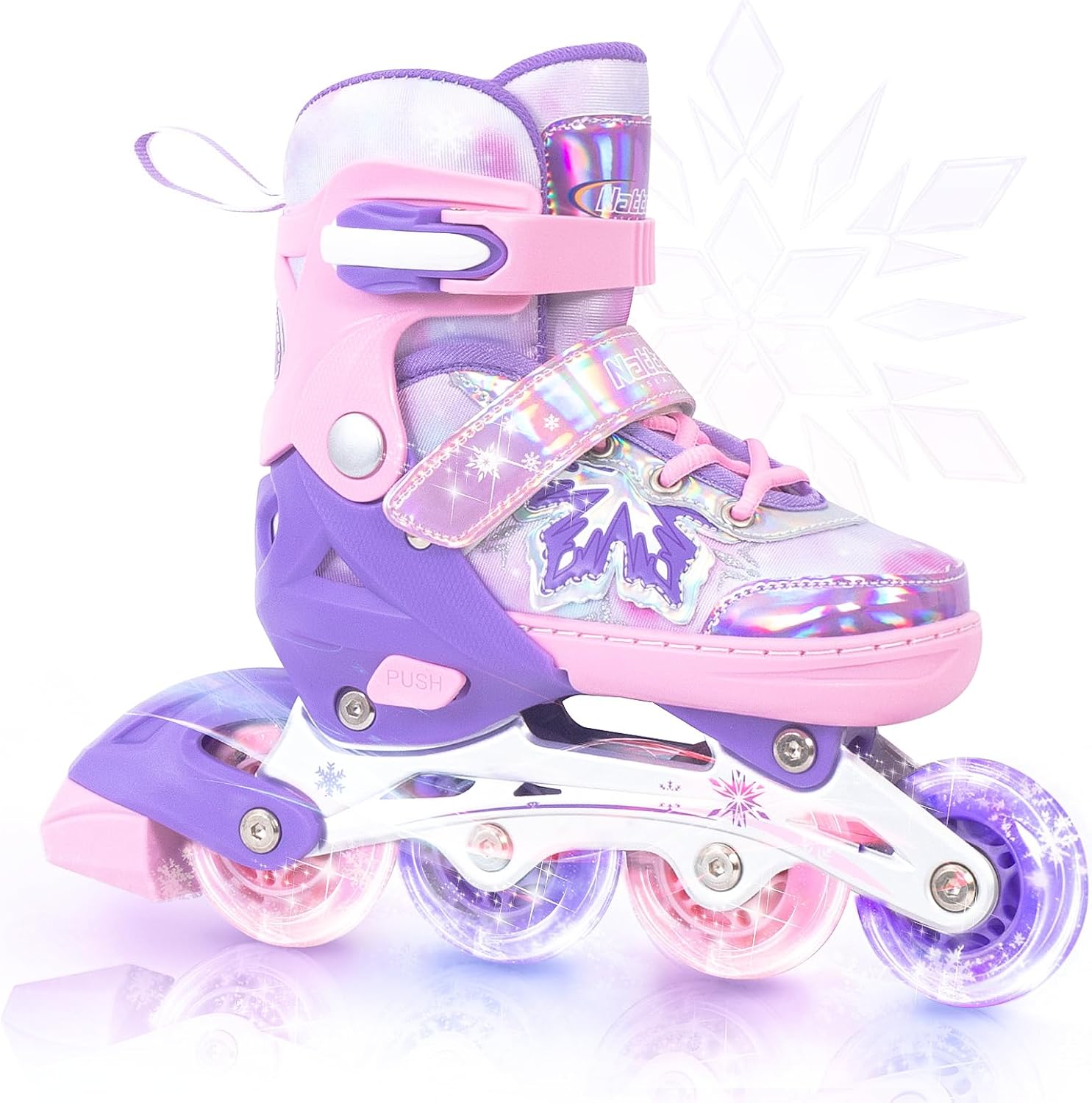 Kids Adjustable Inline Skates - Snowflake Blades Roller Skates for Girls Boys, Safe & Comfortable for Children Beginners