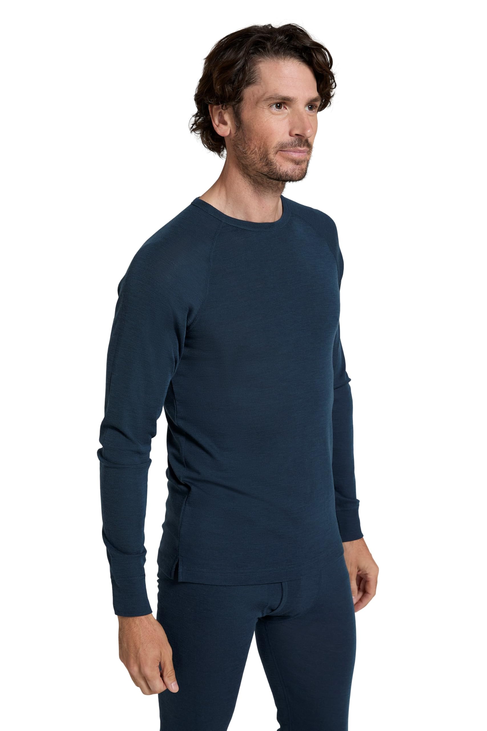 Mountain Warehouse Men's Petrol Merino Long Sleeve Thermal Baselayer Top - Lightweight Jumper, Antibacterial & Quick Drying Sweatshirt - For Travel & Outdoors Large