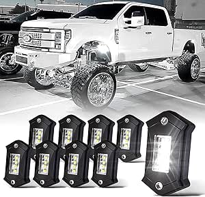 8 Pack LED White Rock Lights Dome Lights Off Road Under Wheel - Foto 9