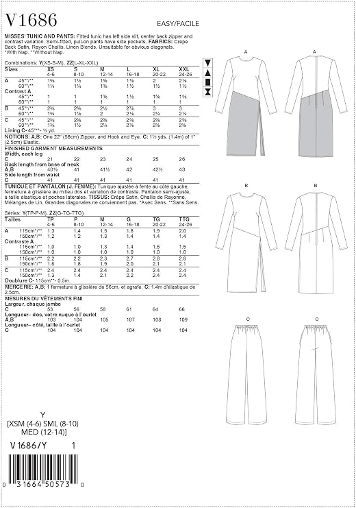 Vogue Pattern XS-S-M, Various