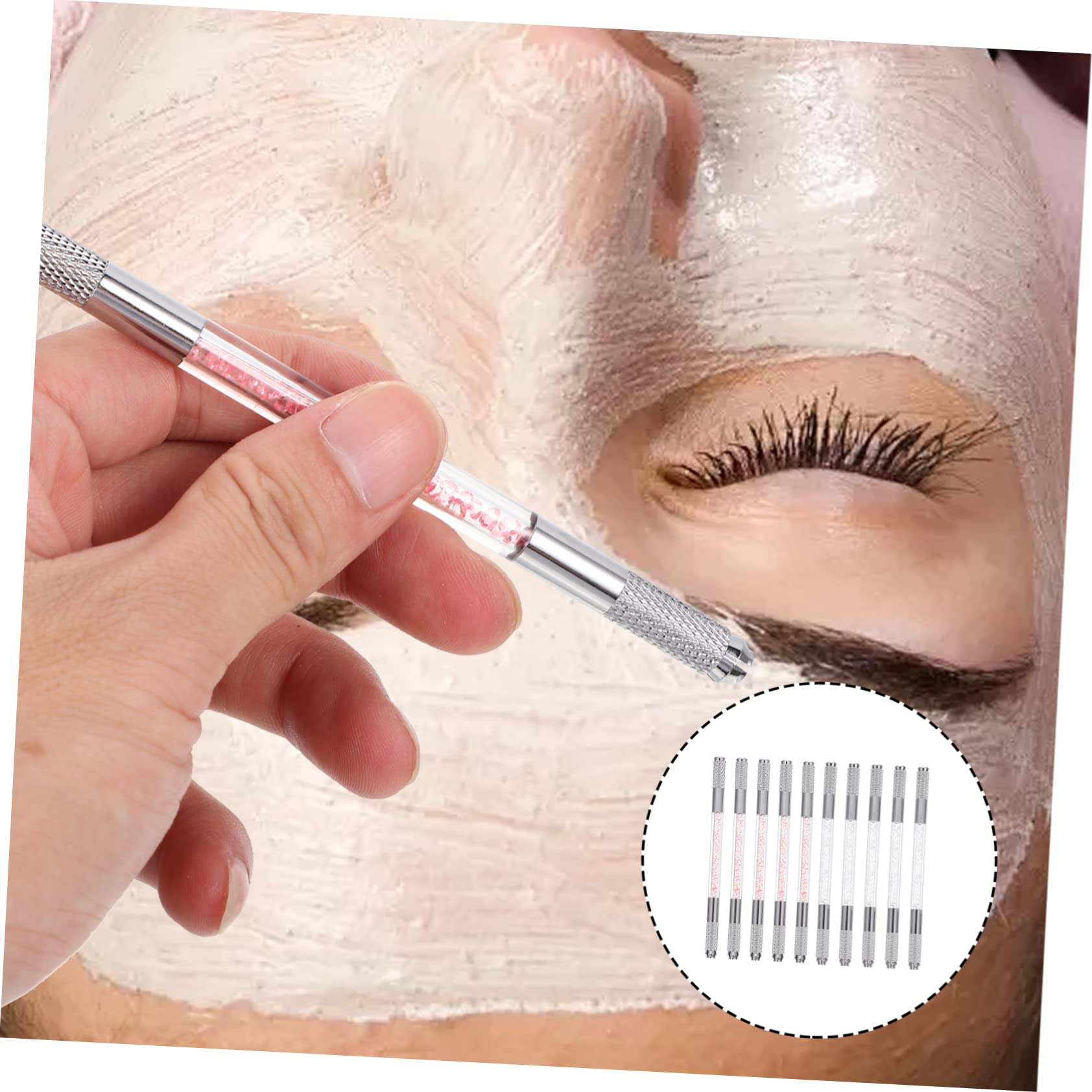 Outanaya Matita per Microblading Sopracciglia a Doppia Punta Decorazione di Cristalli in ABS 10 Pezzi, per Make-up Permanente e Progetto Sopracciglia per Principianti ed Esperti