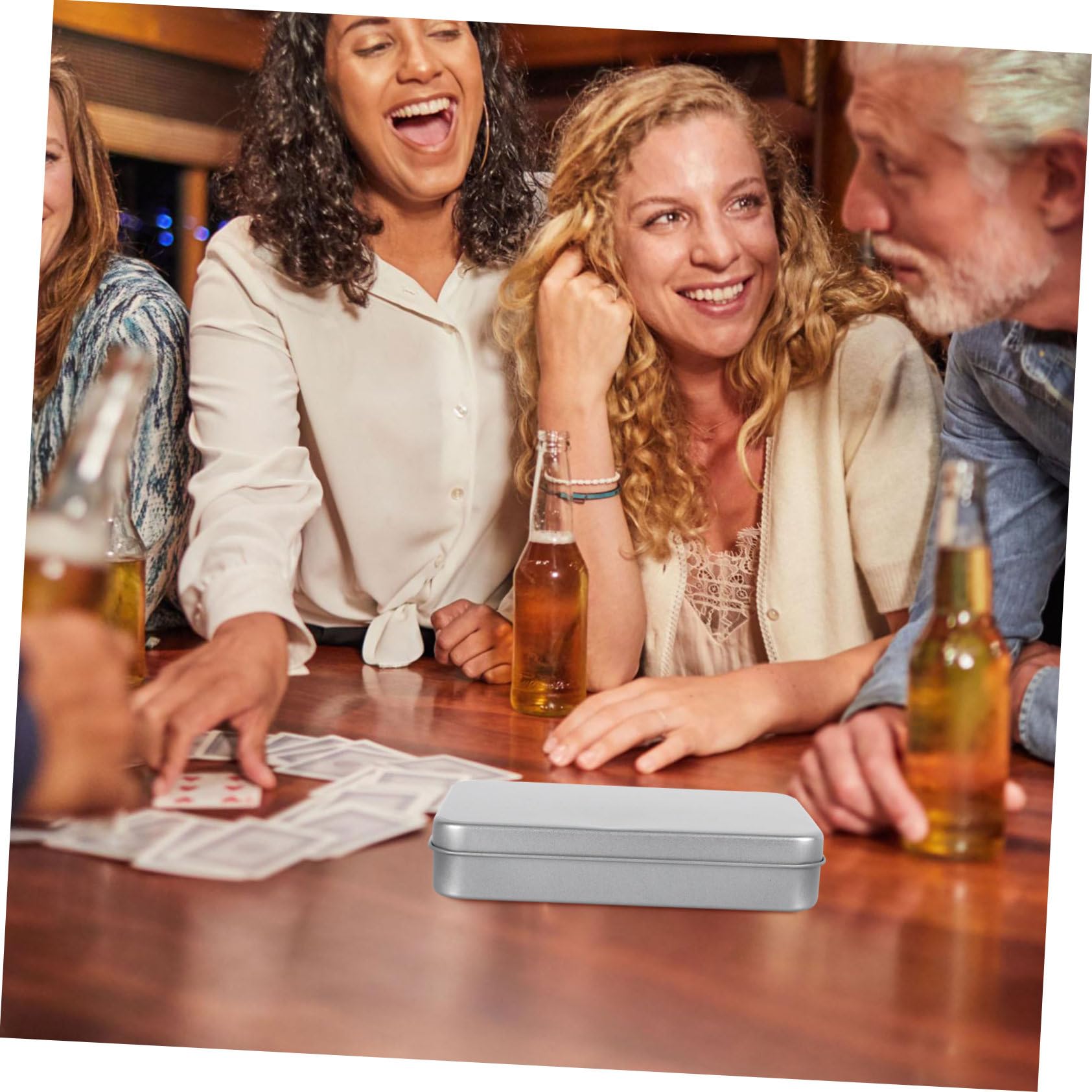 4piezas Caja Rectangular De Almacenamiento Para Cartas De Contenedor De Hojalata Multiusos Para Tarjetas Fotos y Objetos Pequeños Práctico Estuche Portátil