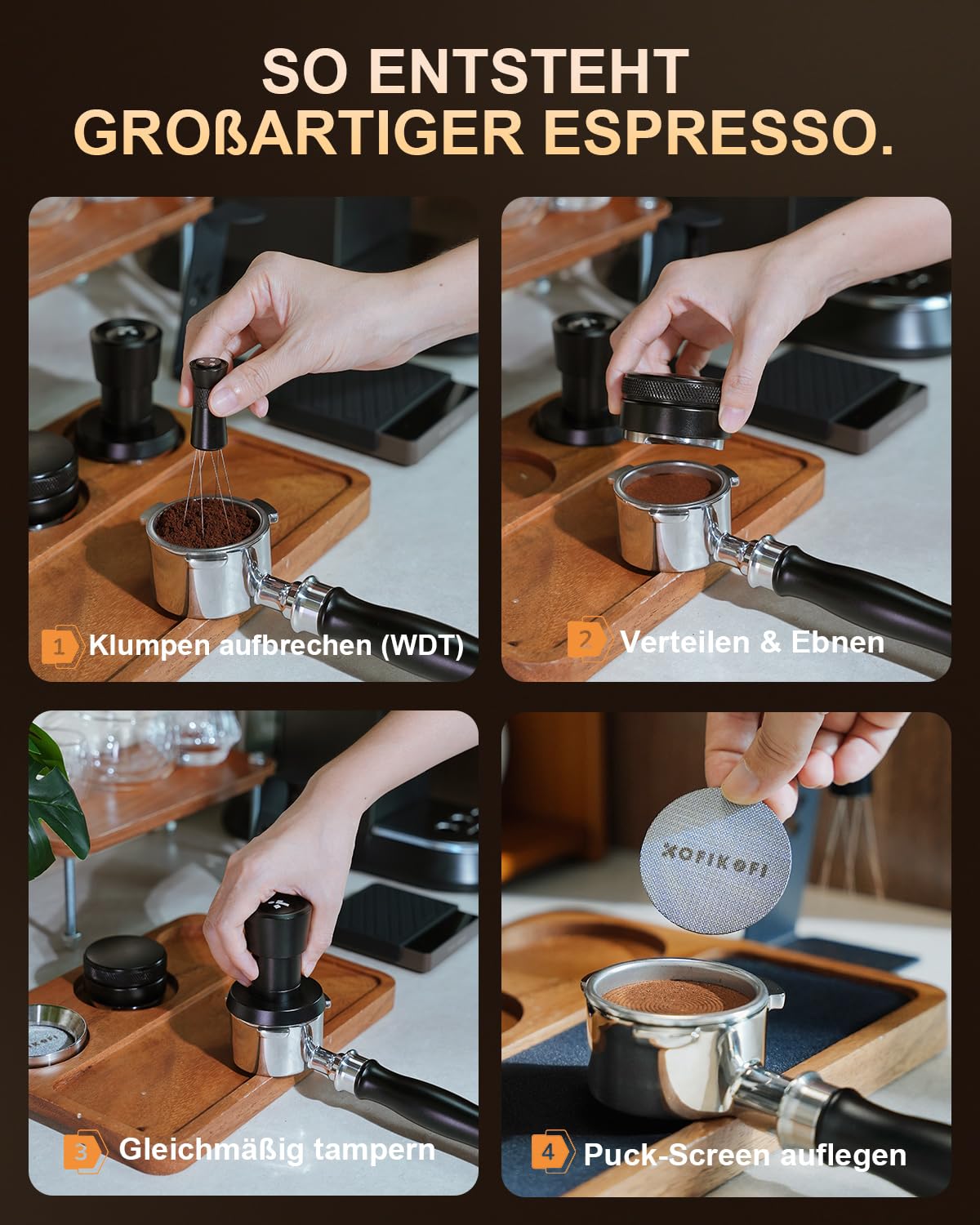 KOFIKOFI Porte-filtre sans fond de 51 mm, 3 oreilles, compatible avec DeLonghi Dedica EC680/EC685/EC885, Smeg, EUPA, porte-filtre en acier inoxydable avec tamis à puck, panier filtrant